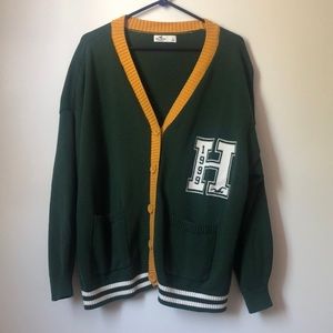 Hollister varsity cardigan green